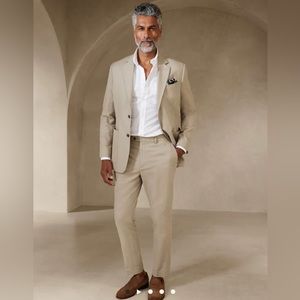 NWT Banana Republic Tailored-Fit Cotton Linen Suit Jacket 38R and Pants 32x30